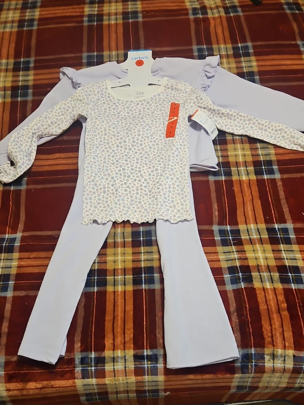 Carter's Light Lavender Girls Pajama Set with Floral Print Top